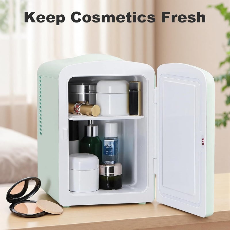 Iceblue Mini Fridge, Retro 4Liter /6 Cans Tiny Fridge, AC Plug & 12V Car Charger Skincare Fridge, Compact & Portable 4A Cooling Small Refrigerator for Bedroom, Car, Office, Dorm, Gift - Green - Image 4